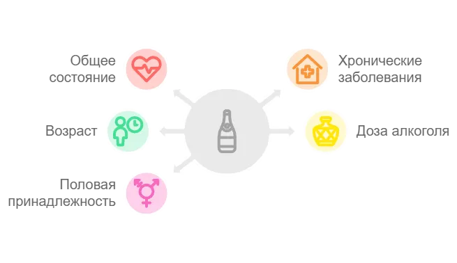 Инфографика о факторах влияющих на скорость выведения алкоголя